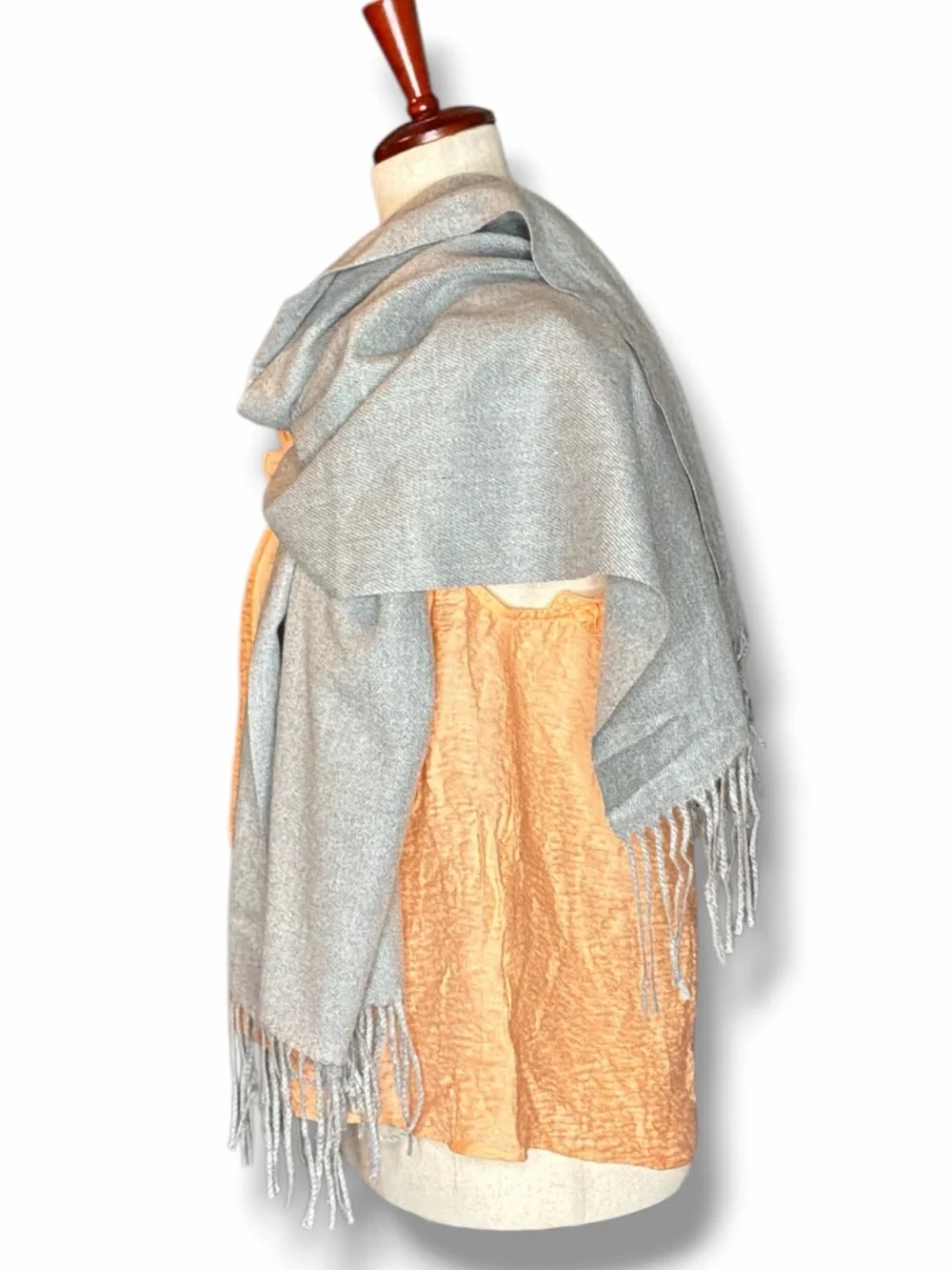 Halara Grey Fringed Wide Scarf One Size